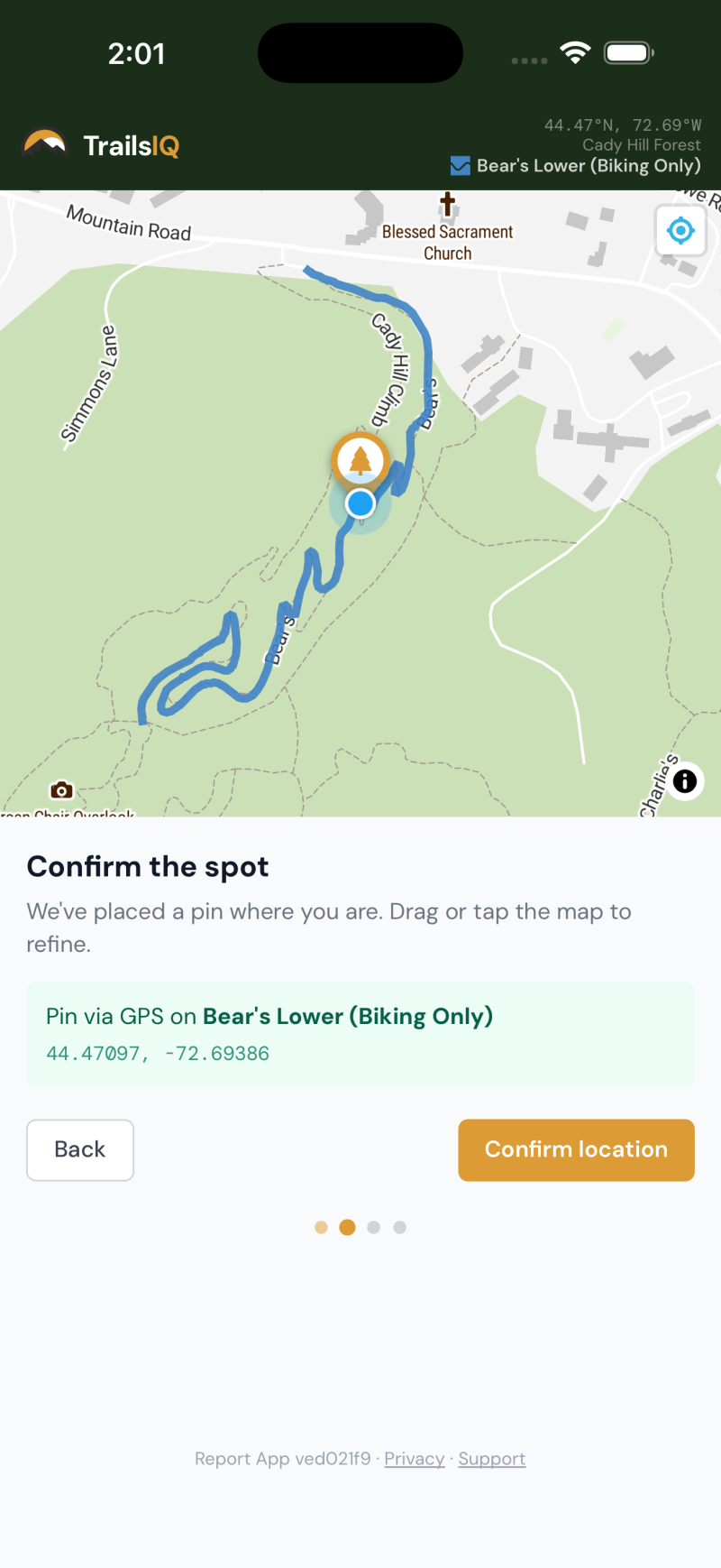 The report app: a trail user filing what they found